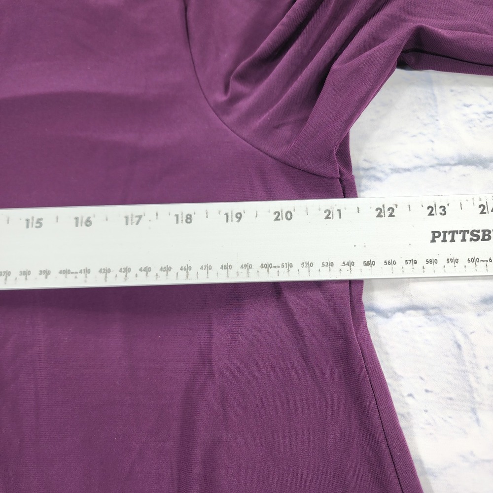 Clara Sun Woo 3/4 Sleeve Shirt WOMENS XL Purple Asymmetric Hem Stretch - Picture 5 of 10